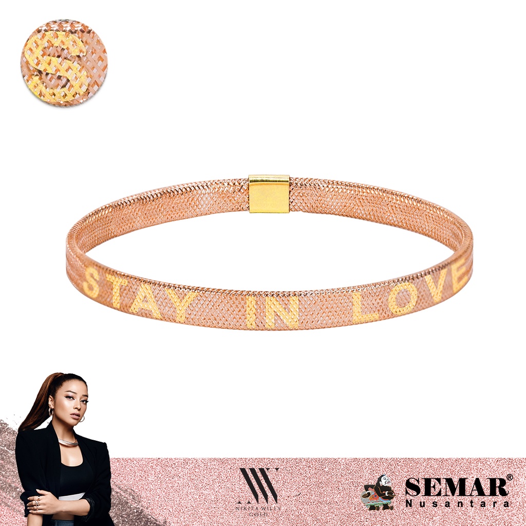 Nikita Willy Gold Gelang Emas Featherlite Rose Stay In Love - Bangle 17K Semar Nusantara