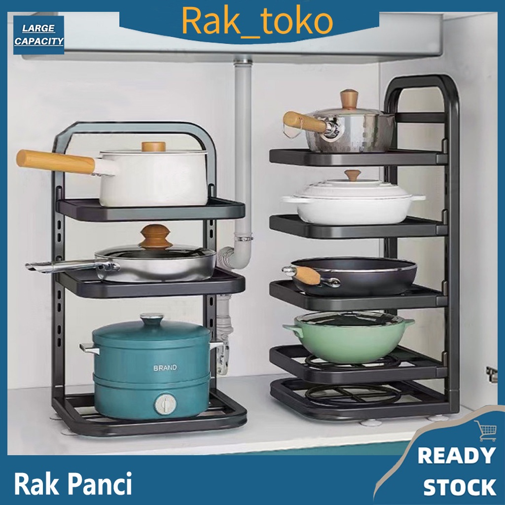 Rak Rak Pot Wastafel Dapur Di Bawah  Kabinet Atas Rak Panci Multi Fungsi  4/5 Tingkat