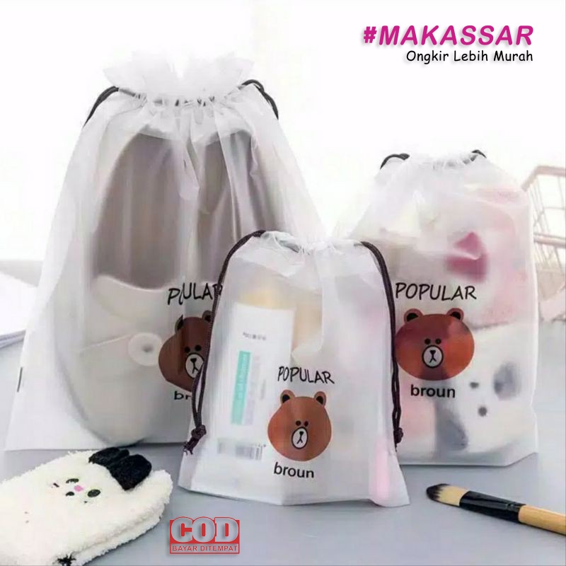 POUCH TRAVEL ORGANIZER BAG KOSMETIK SERUT ANTI AIR POUCH WANITA IMPORT STRING MAKASSAR COD