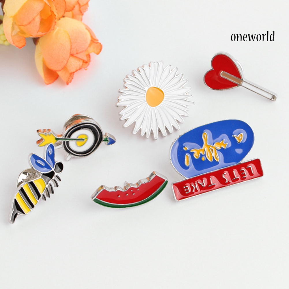 OW@ Watermelon Sunflower Heart Jewelry Badge Denim Jacket Collar Enamel Brooch Pin