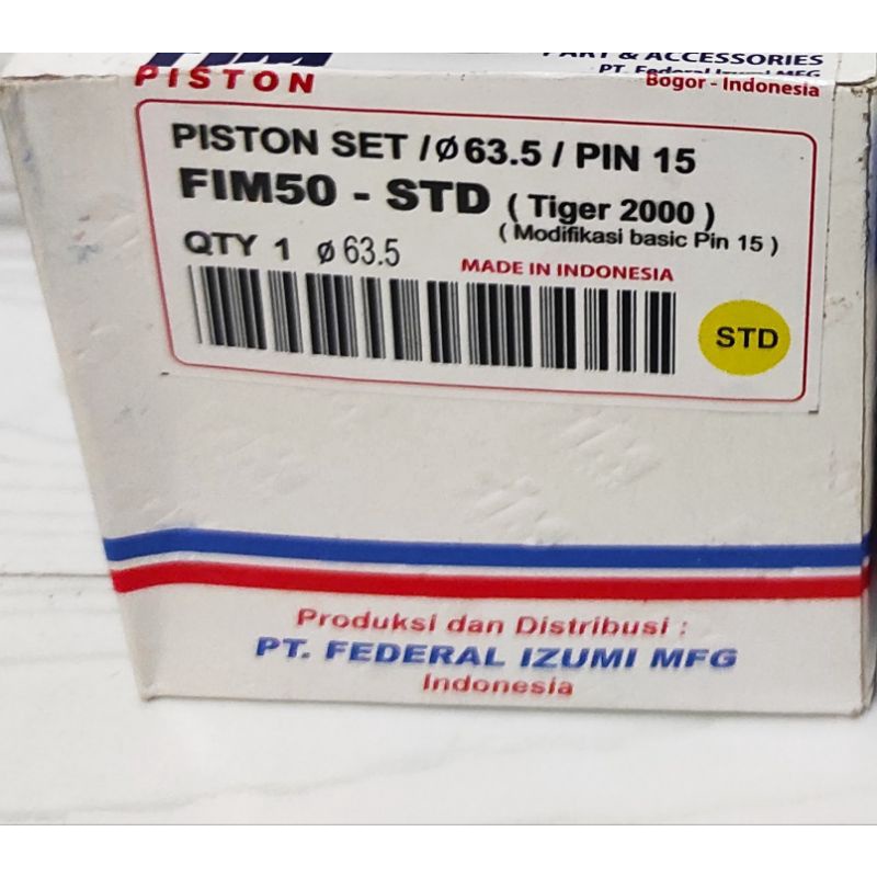 Piston Kit FIM Tiger FIM50 STD OS 0/50/100/150/200/250/300-std (63.5)
