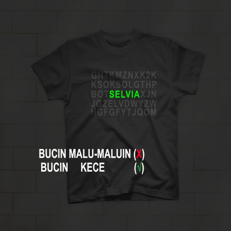 CUSTOM KAOS BUCIN SATUAN BAJU PUZZLE ILUSI GLOW IN THE DARK
