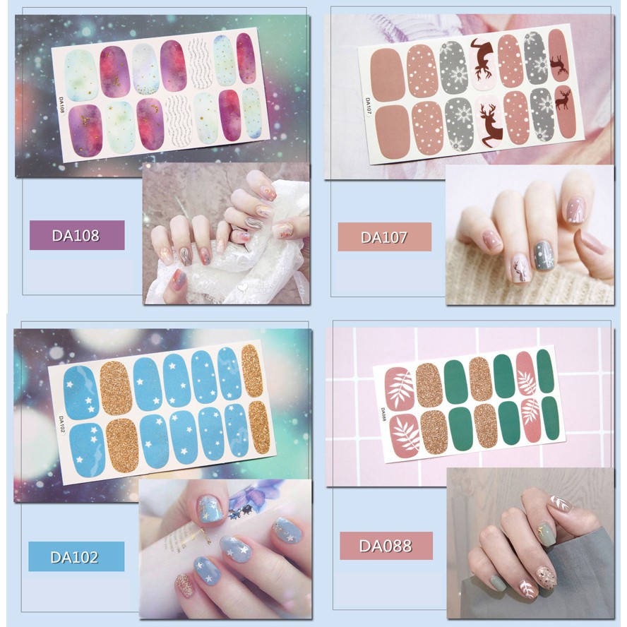 14Pcs/Stiker Kuku Murah / Nail Art Sticker / Nail Art Stiker / Nail Art &amp; Sticker DA Series