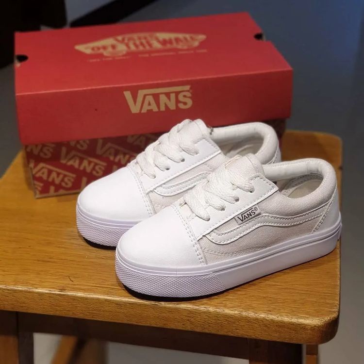 Sepatu Vans Old Skool Anak Putih Polos Tali