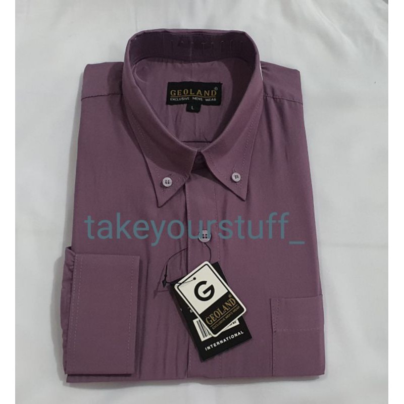 Kemeja Pria Geoland Lengan Panjang warna Ungu Talas / Ungu tua