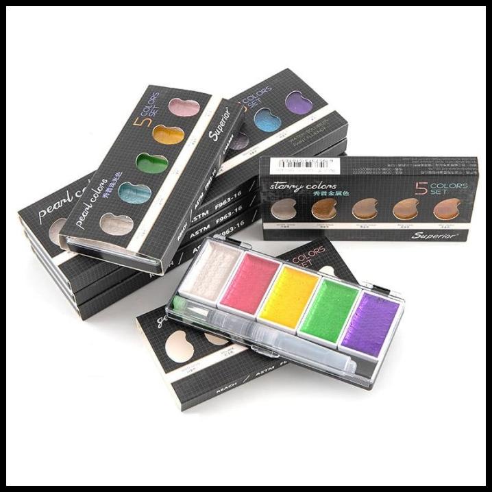

Superior Watercolor Set 5 Metallic / Pearl / Gem Colors / Cat Air