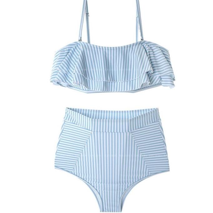 BIKINI BLUE STRIPE BIKINI TWO PIECE WOMEN IMPORT / BAJU RENANG WANITA DEWASA BIKINI BEACHWEAR WANITA