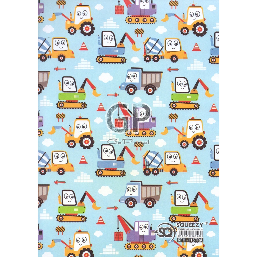 ( 5 Lembar ) KERTAS KADO SQ DOFF - GIFT WRAPPING PAPER AIRPLANE TRAKTOR TRUCK EXCAVATOR / PESAWAT PILOT MOBIL KONTRUKSI