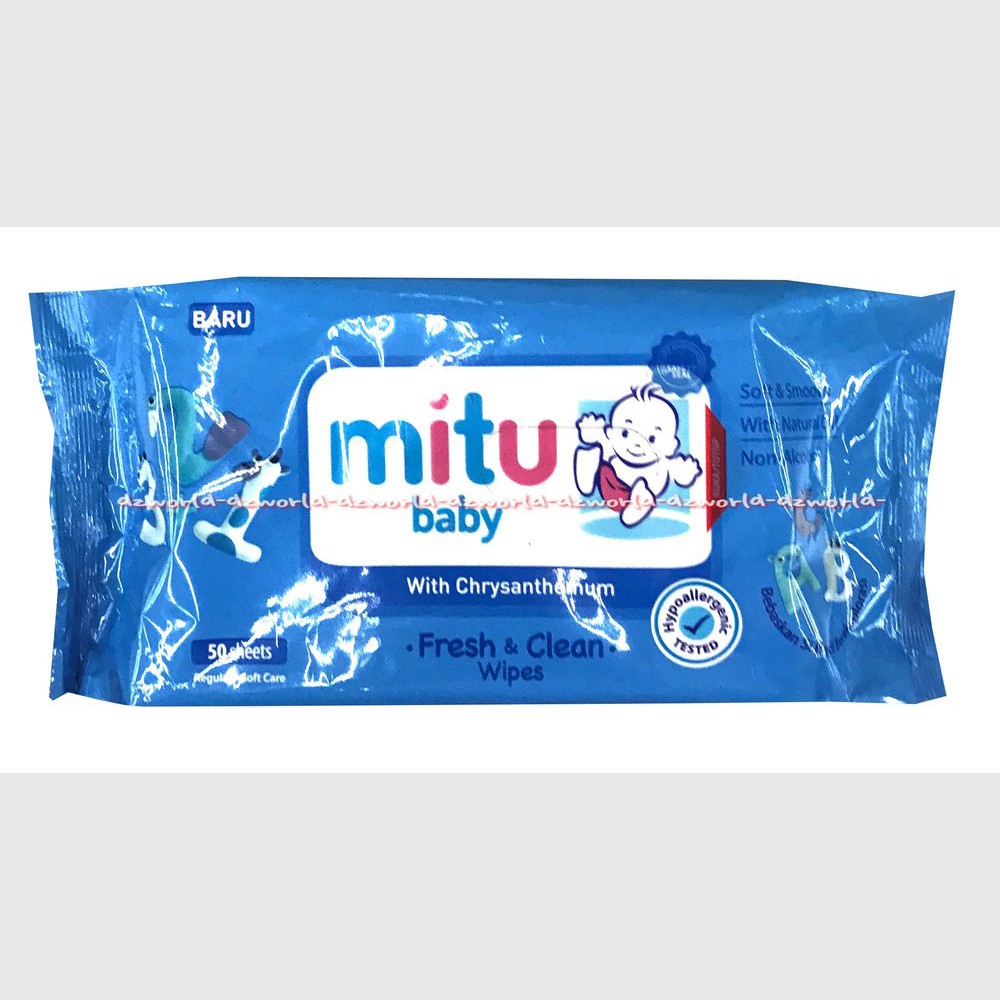 Mitu Baby With Chamomille Chrysanthahum 50lembar Sensitive New Babby Wipes Tissu Basah Bayi