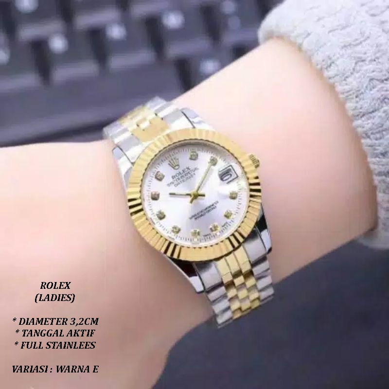 (BISA COD) JAM TANGAN WANITA FASHION RANTAI BODY BULAT DIAMOND TANGGAL AKTIF