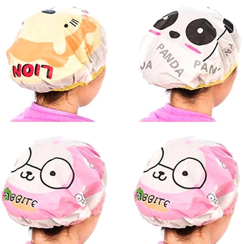 ♫ Megata ♫ A067 Shower Cap karakter Kartun Topi Penutup Kepala Mandi Anti Air Motif Cartoon Import