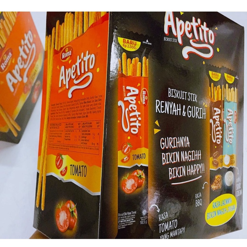 Roma Biskuit Stik Apetito Renyah Gurih Enak - Pilih Varian Rasa | Tersedia Harga Per Box