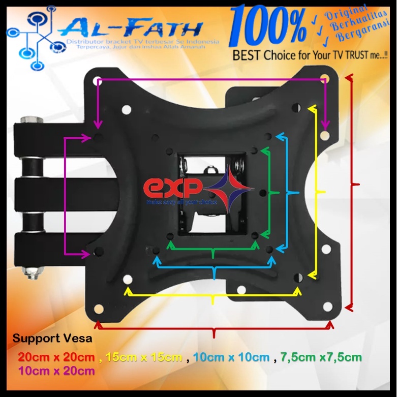 Bracket TV SAMSUNG 14 s/d 43 inch 6 ARAH FULL BESI SUPER KOKOH GARANSI 100% ORI