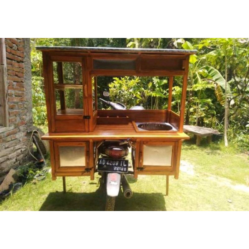 Gerobak Motor Keliling (Bakso - Cilok) Kayu Mahoni FREE Ongkir