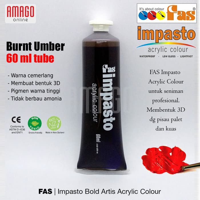

Cat Akrilik Lukis FAS Impasto Acrylic Professional Paint - 60 ml - Burnt Umber