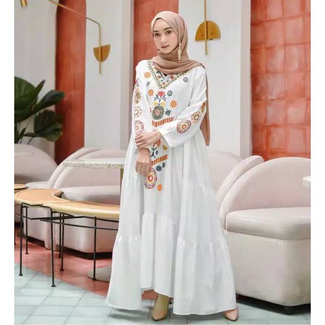 Ramadhani dress / Gamis Lebaran / Gamis Wanita / Dress Muslim / Gamis Dewasa / Gamis Bordir / murah