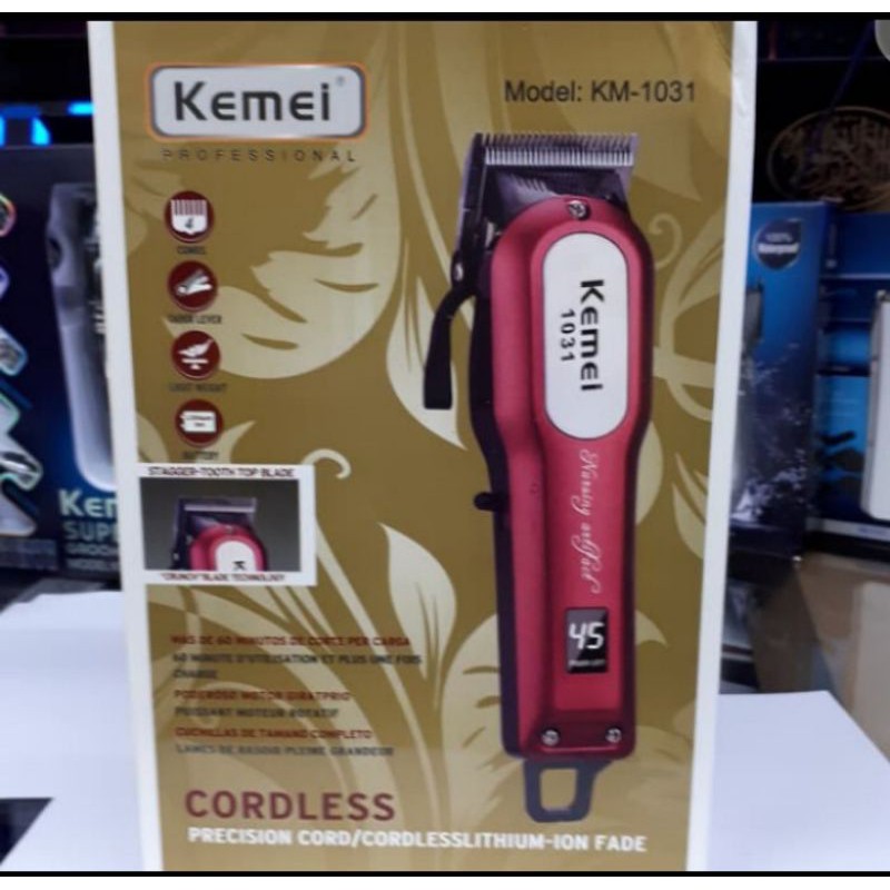Alat Cukur Mesin Cukuran Rambut Kemei KM 1031 + 1 Set Gunting Rambut