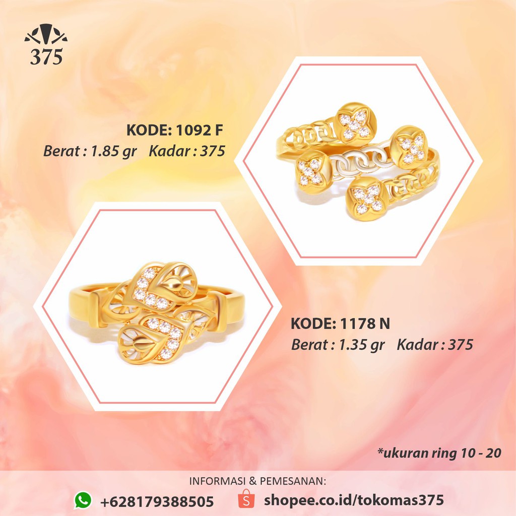 TM375 CINCIN EMAS ASLI VARIASI SPIRAL CANTIK TERBARU