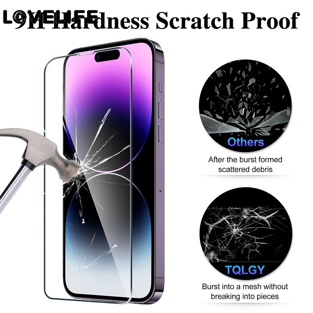 1pc Pelindung Layar Tempered Glass Full Cover Anti Glare / Sidik Jari Untuk iPhone 14 / 14plus / 14pro / 14pro Max