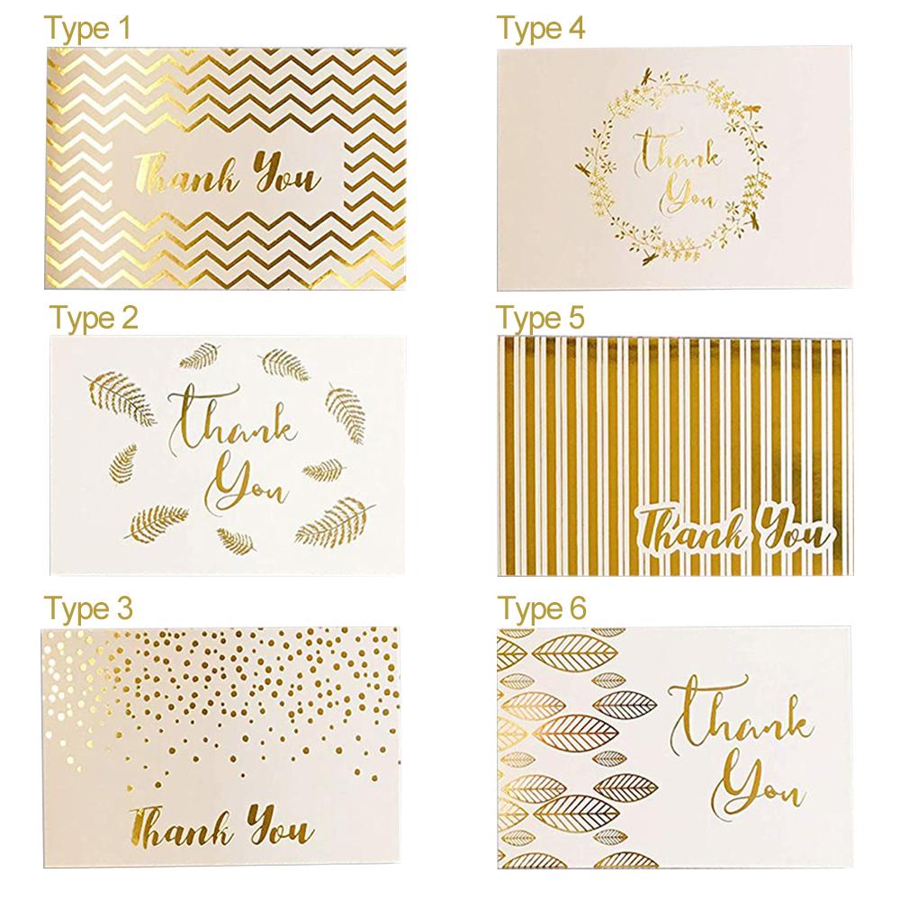 R-flower 50PCS Putih Kartu Ucapan DIY Pesta Pernikahan Thank You Bronzing Pattern