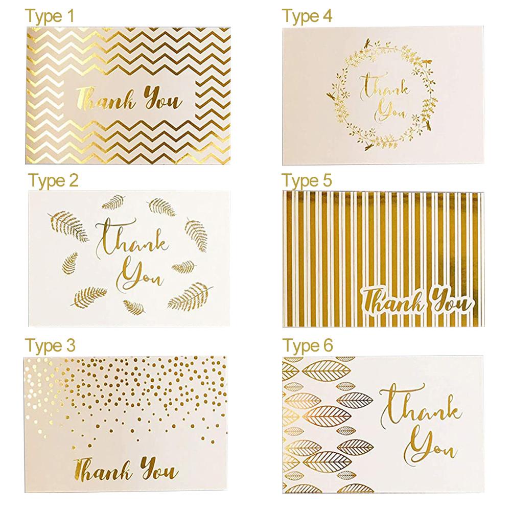 Top 50PCS Kartu Ucapan Putih7 * 9.5cm Pesta Pernikahan Thank You Bronzing Pattern