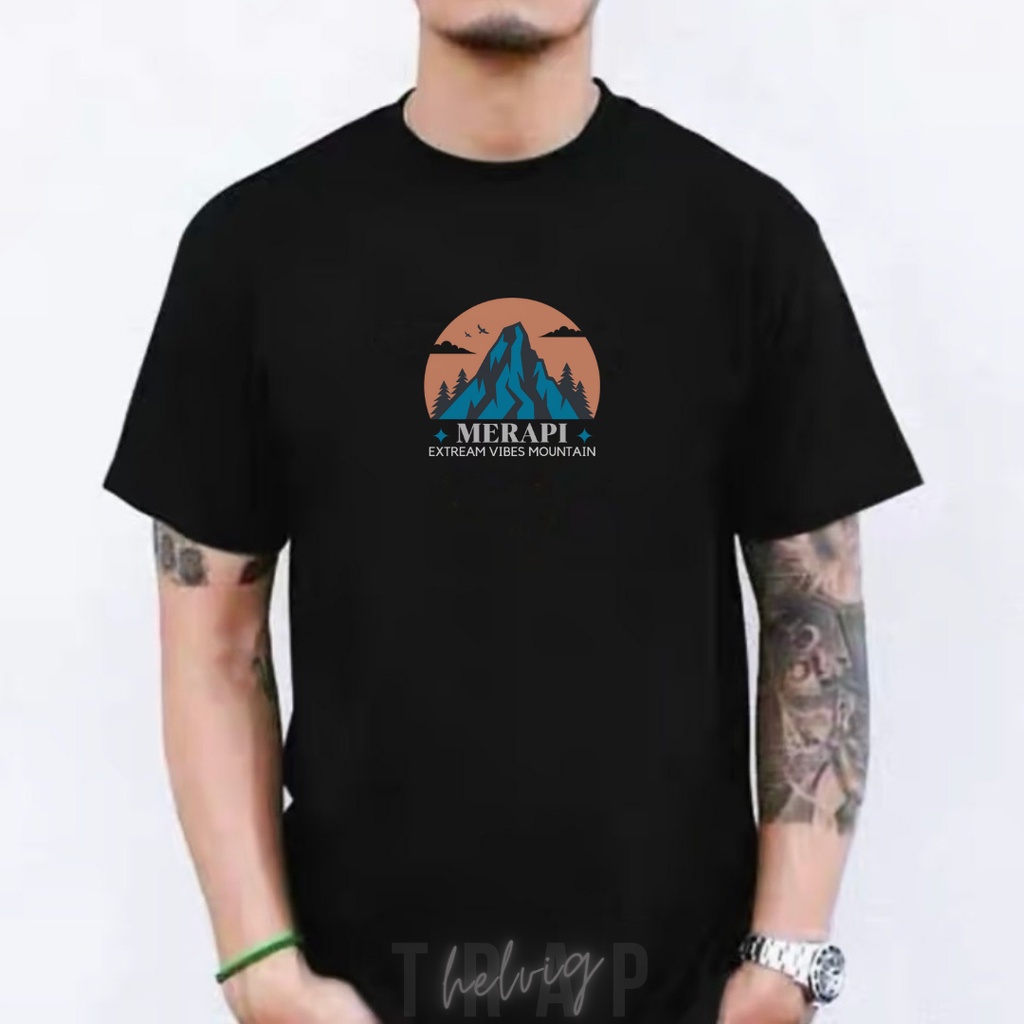 T-Shirt Poseidon Black Kaos Distro Premium Kaos Distro Pria Skandinavia LOGO Cotton Combed 24s Premium Tshirt Baju Tracking Oblong Brand Naik Gunung