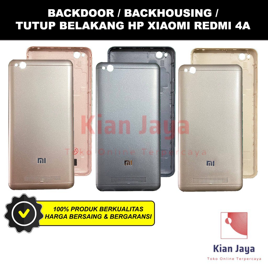 Backdoor Xiaomi Redmi 4A Back Cover Tutup Belakang Baterai Cassing Casing Backcase Original