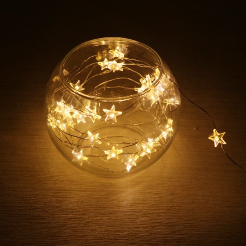 2M 20-LED Copper Wire Star String Light for DIY Glass Craft Bottle Battery Operated