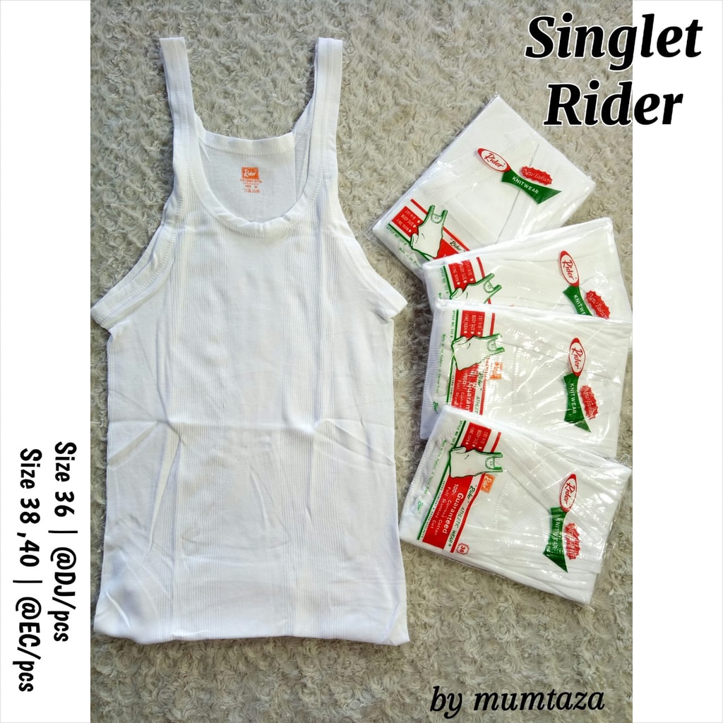 Singlet Tanpa Lengan Rider, Kaos Singlet Pria Warna Putih Brand Rider, Singlet putih Halus Polos, Ka