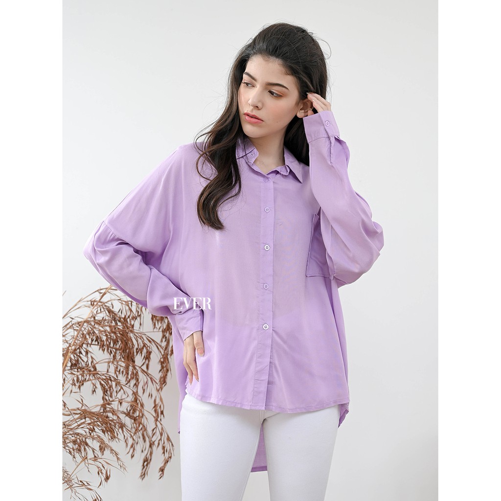 Evertops | Selena Oversize Shirt | Kemeja Wanita-LILAC