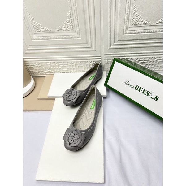 sepatu flat shoes wanita terbaru kekinian pesta MAUDES GUESIS sepatu flat shoes import premium bahan kulit TOR22