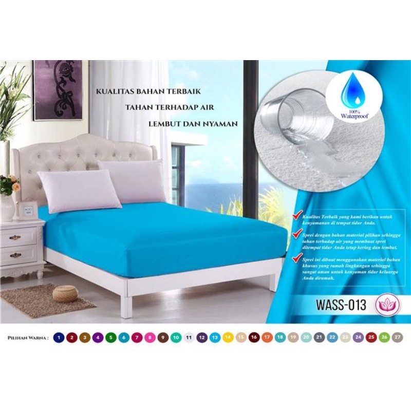 Grosir sprei waterproof polos / Sprei Anti Ompol-BIRU MUDA