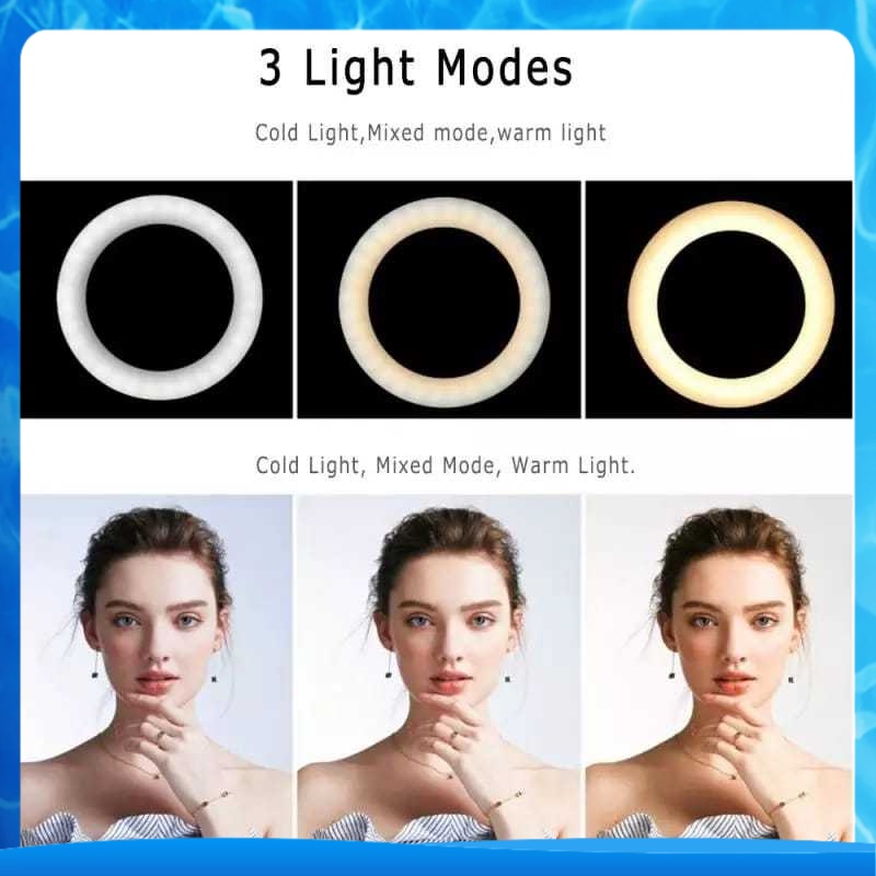 Lampu Ring Light 16 CM Lengkap Tripod Make Up Vlog Live streaming