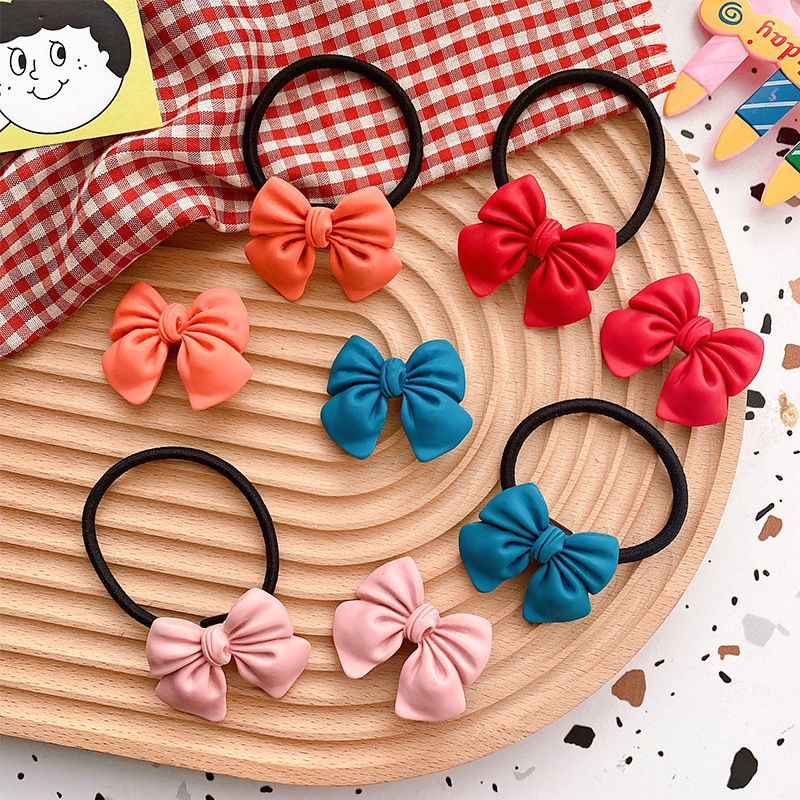 IFYOU Fashion Korean Candy Color Bowknot Hair Tie Hair Clip Set Sweet Colorful Elastic Rubber Band Hair Accessories