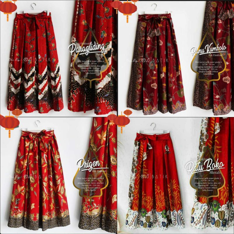 ROK BATIK PANJANG MERAH DELIMA PREMIUM UNGGUL JAYA