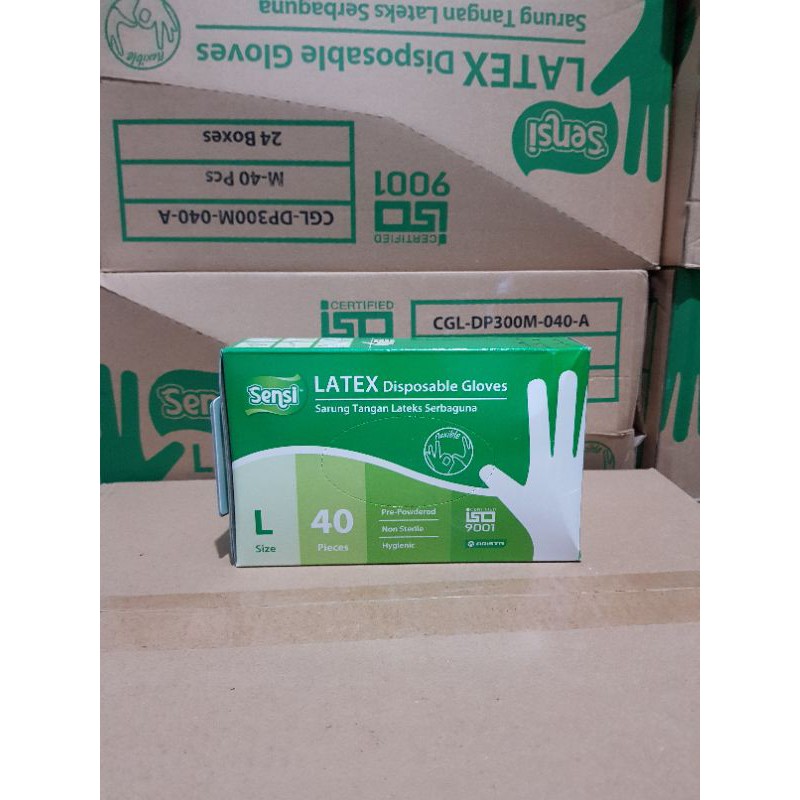 Sensi Latex Disposable Gloves isi 40pcs/Sarung Tangan Lateks Serbaguna