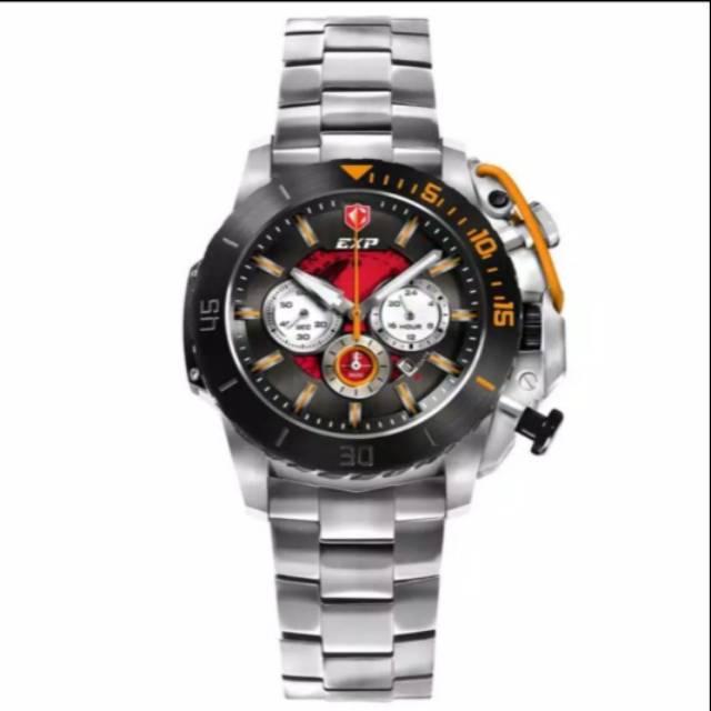 Jam Tangan Expedition 3002 Pria Silver Orange Original