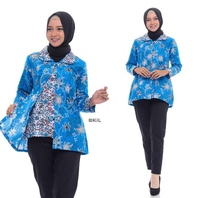 BLUS ZIGGY LAWASAN COKLAT ATASAN BATIK SOGAN SERAGAM KANTOR MURAH PROMO TERMURAH SHOPEE BLUS BATIK