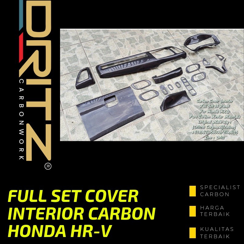 Full Set CARBON KEVLAR Cover Interior Mobil HONDA HRV  Aksesoris Modifikasi Karbon Interior Car