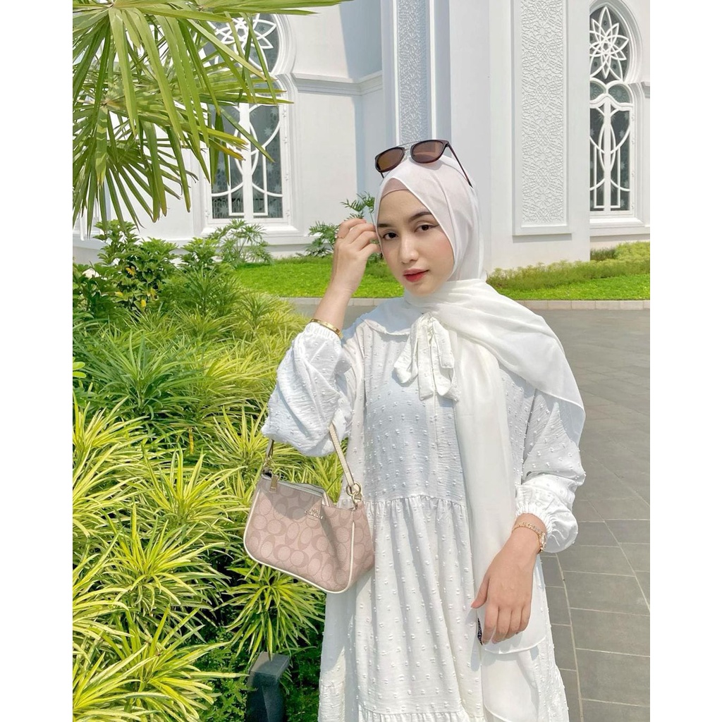 GAMIS DRESS 1077HW BUSUI CRINGKEL URAGIRI ONE TONE AIRFLOW IMPORT KRINGKEL