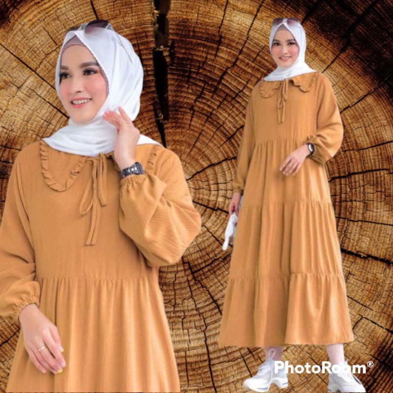 MIDI DRESS  Baju wanita terbaru bahan Cringcle Air flow all size