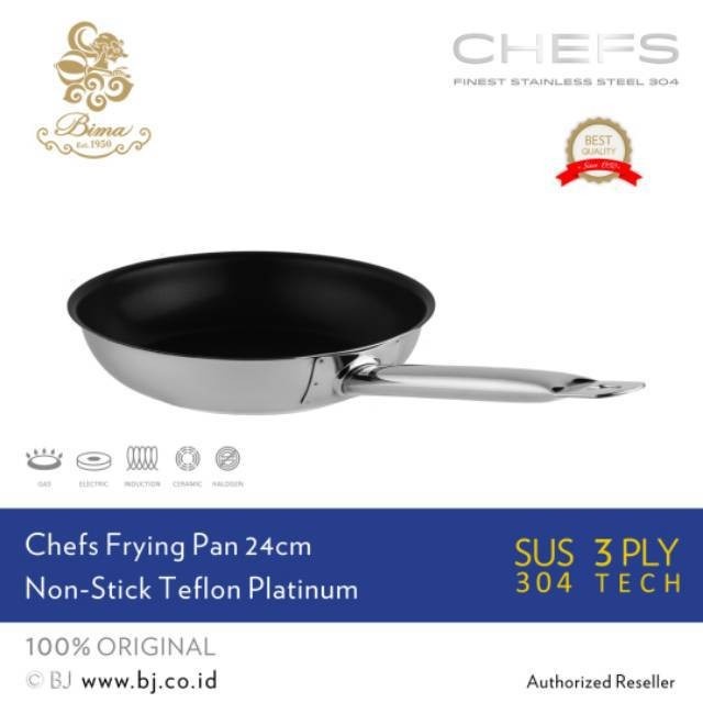 Bima Chefs Fry Pan Teflon 24 cm Non Stick Chef Fry Pan Stainless
