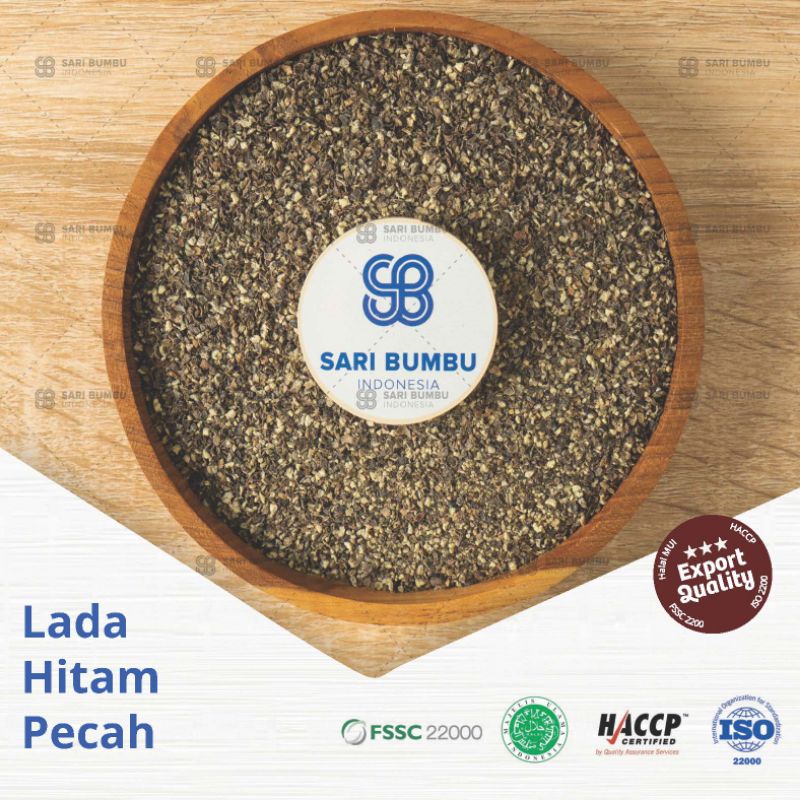 

250gr Lada hitam Pecah / Black Pepper Crushed Export Quality