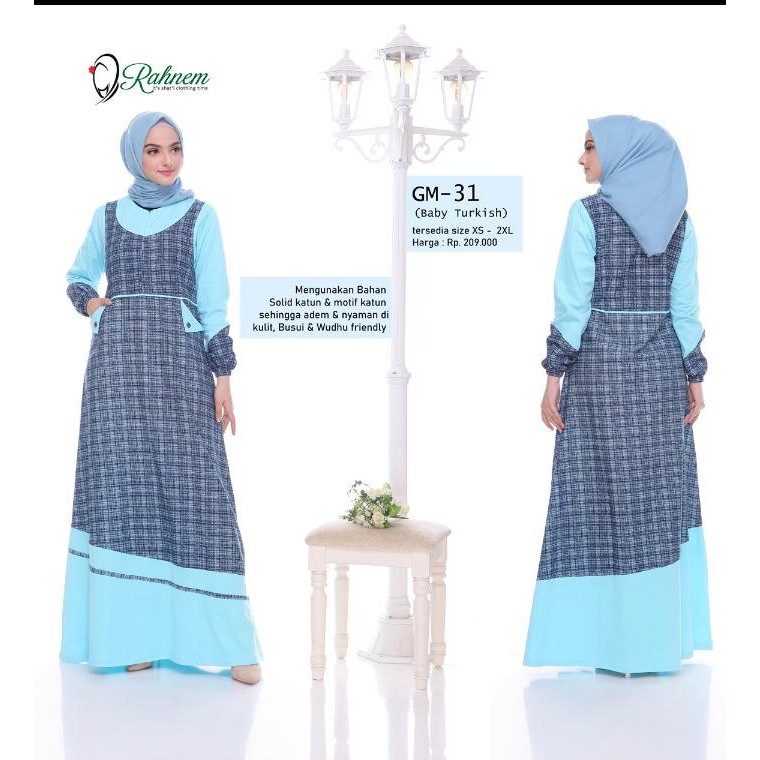 Dress Wanita Rahnem Terbaru / GM - 31 / Fashion Muslim / Gamis Rayon / Gamis Couple / Rahnem Rauna
