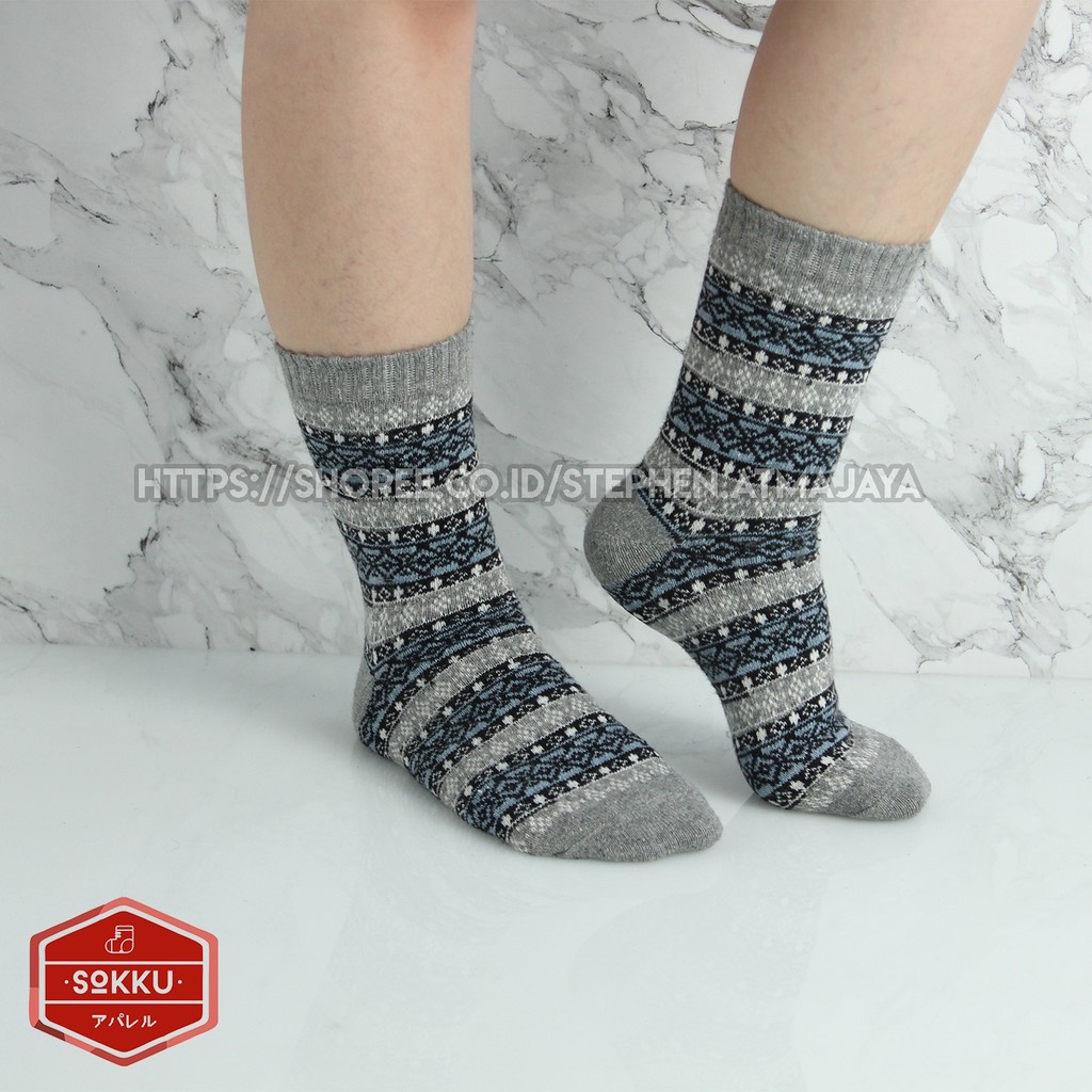 Sokku Apparel Kaos  Kaki  Pria Panjang Katun Wool  Tebal 