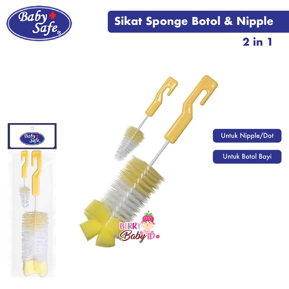 Baby Safe Bottle Nipple Brush With Sponge Sikat Pembersih Botol Bayi Berry Mart