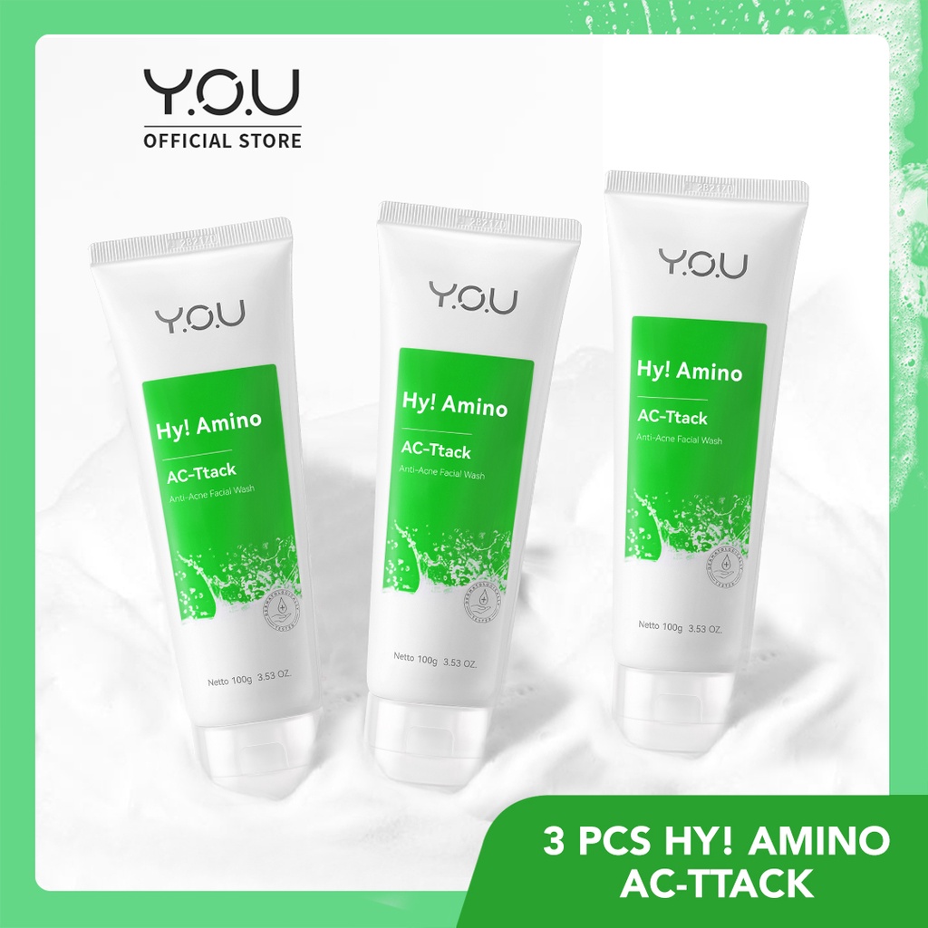 [READY STOCK] YOU Hy! Amino Anti Acne Facial Wash Sabun Cuci Muka Acnes Facial Wash Bekas Jerawat-3 pcs
