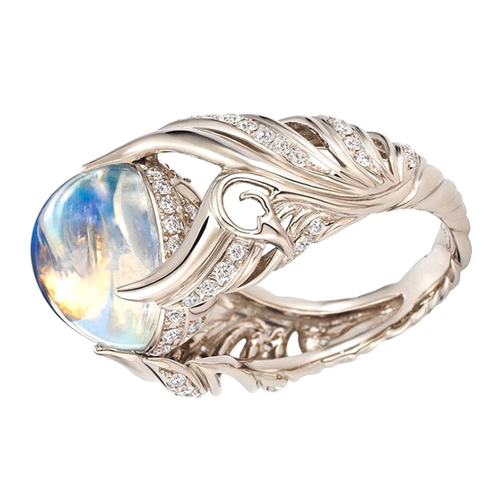 Hu Hu Hu Hu Hu Alat Bantu Pasang Kacamata♡ Cincin Wanita Desain Sayap Hias Moonstoneberlian Imitasi Untuk Pernikahanhadiah