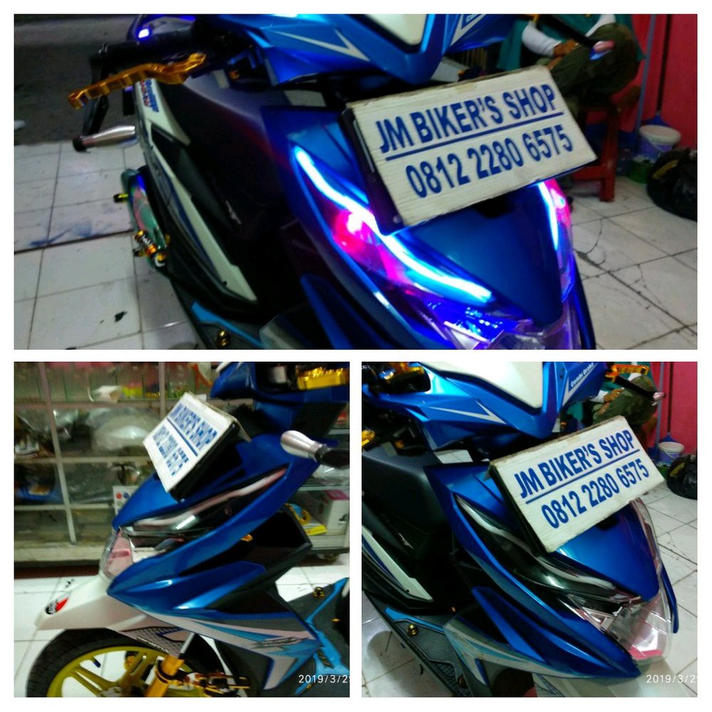 Modifikasi Motor Beat Fi Warna Putih Biru