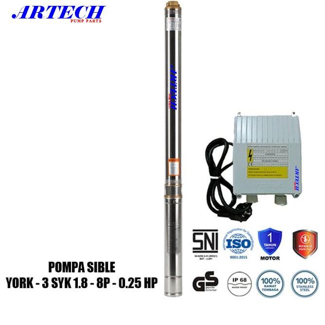 York 0,5 Hp - 3" - 3 Syk 2.5 - 11P Submersible Pump / Pompa Satelit
